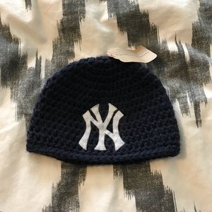 Yankees crocheted knit beanie.